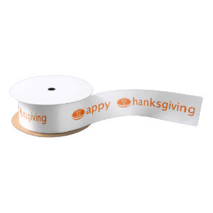 Happy (Pie) Thanksgiving Orange Satin Ribbon