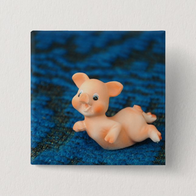 Happy pig 15 cm square badge (Front)