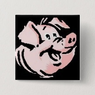 Happy Pig 15 Cm Square Badge