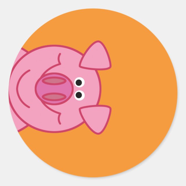 HAPPY PIG CLASSIC ROUND STICKER (Front)