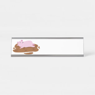 Happy Pig Desk Name Plate