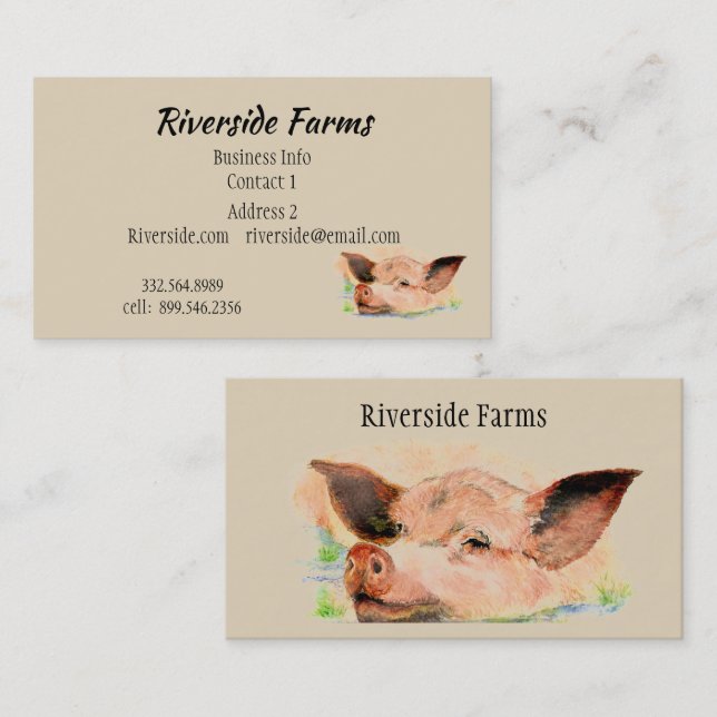 Happy Pig in Mud Farm Animal Business Business Card (Front/Back)