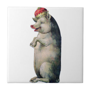 Happy pig king ceramic tile