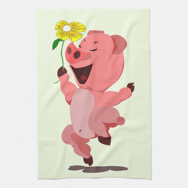 Happy Pig Kitchen Towel (Vertical)