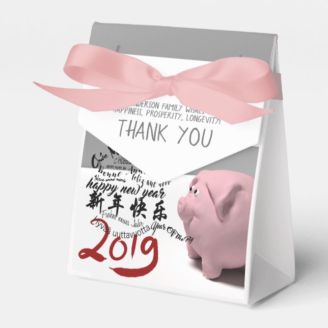Happy PIg New Year 2019 personalised Favour Box 3 (Front Side)