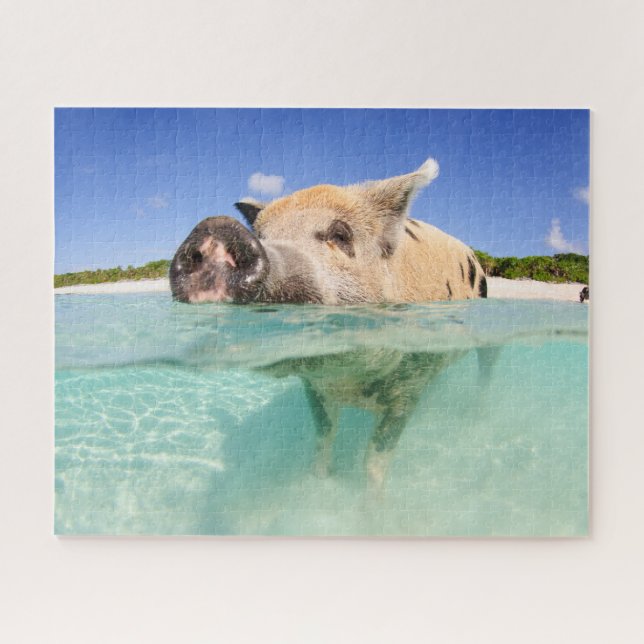 Happy Pig on the Beach Jigsaw Puzzle (Horizontal)