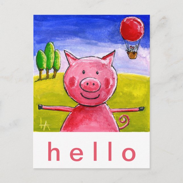 Happy Pig Postcard (Front)