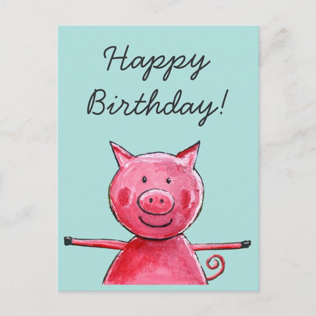 Happy Pig Postcard (Front)