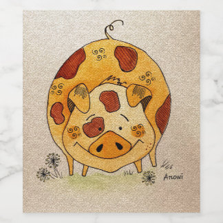 Happy pig wine label