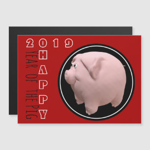 Happy PIg Year 2019 3D Choose Colour 1 Magnetic C Invitation