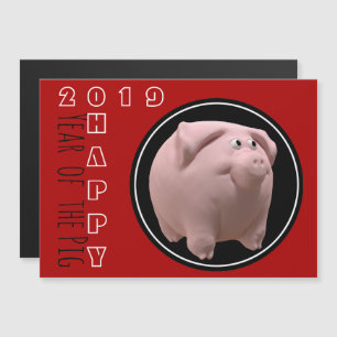 Happy PIg Year 2019 3D Choose Colour 2 Magnetic C Invitation