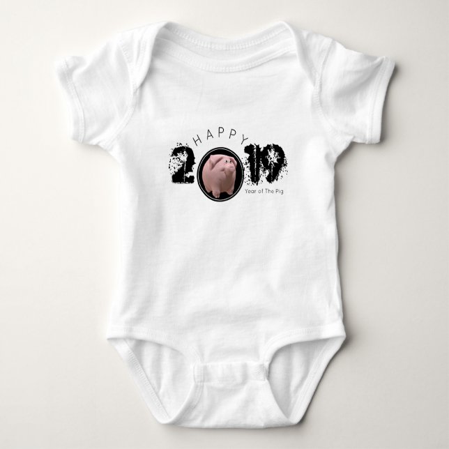 Happy PIg Year 2019 Original 3D Baby Bodysuit (Front)