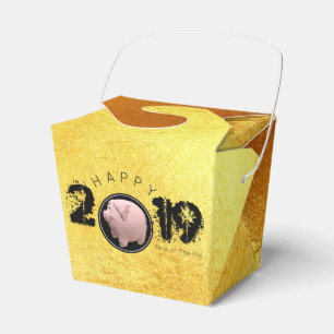 Happy PIg Year 2019 Original 3D gold Favor Box TO