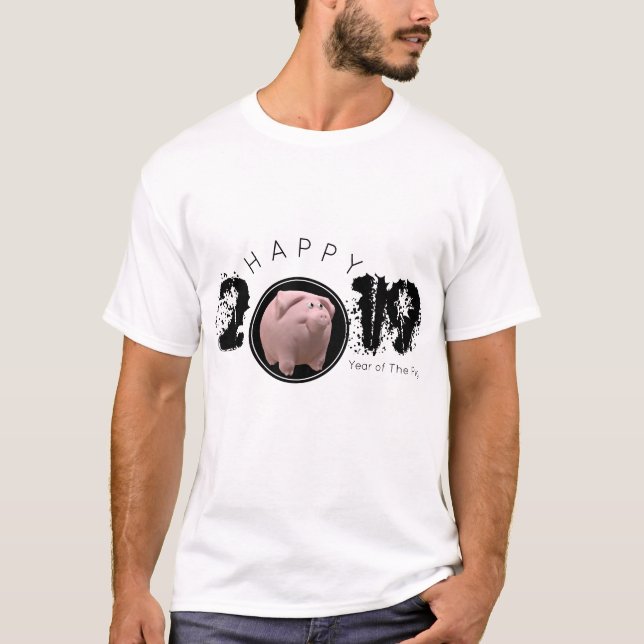 Happy PIg Year 2019 Original 3D Man Tee (Front)