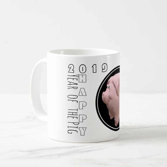 Happy PIg Year Zodiac Birthday 3D custom WM1 Coffee Mug (Front Left)