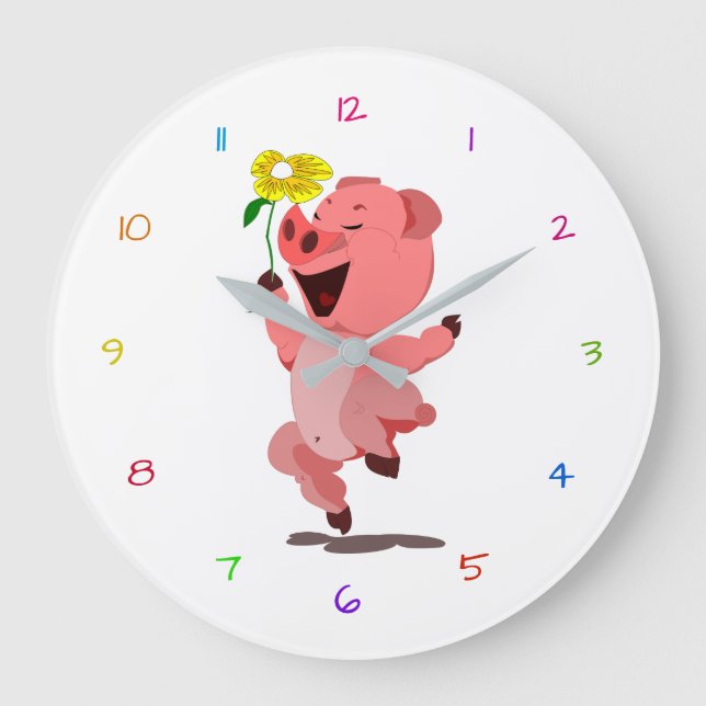Happy Piggy Large Clock (Front)