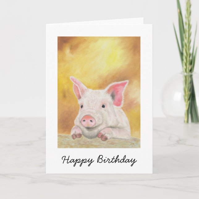 Happy Piglet Birthday Card (Front)