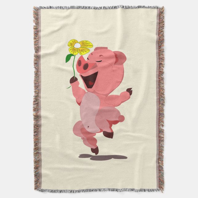 Happy Piglet Throw Blanket  (Front Vertical)