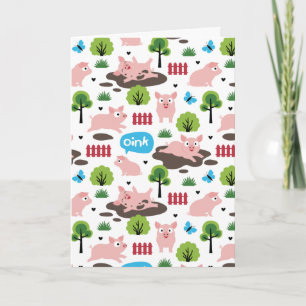 Happy Piglets In The Mud Card