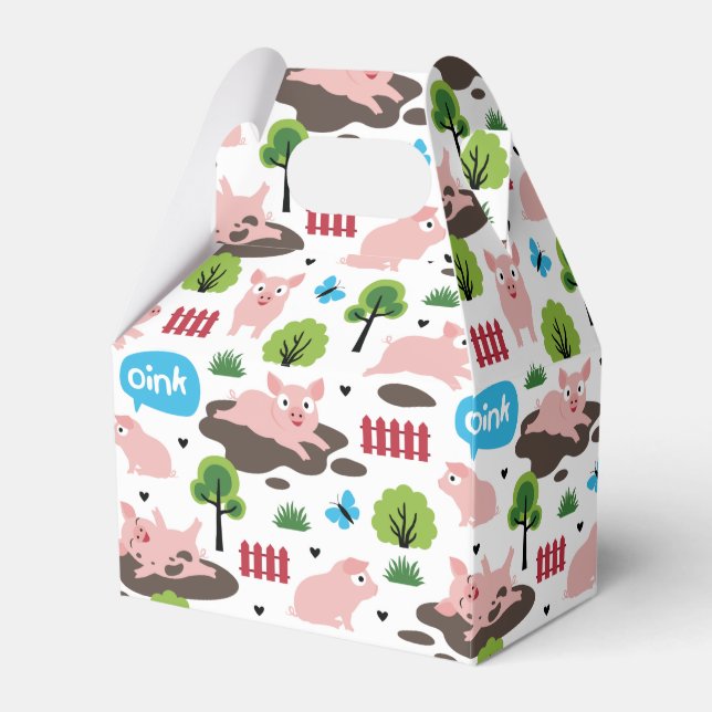 Happy Piglets In The Mud  Favour Box (Front Side)