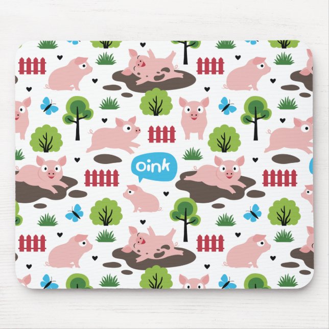 Happy Piglets In The Mud  Mouse Pad (Front)