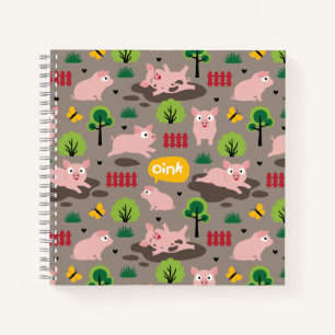 Happy Piglets In The Mud Notebook