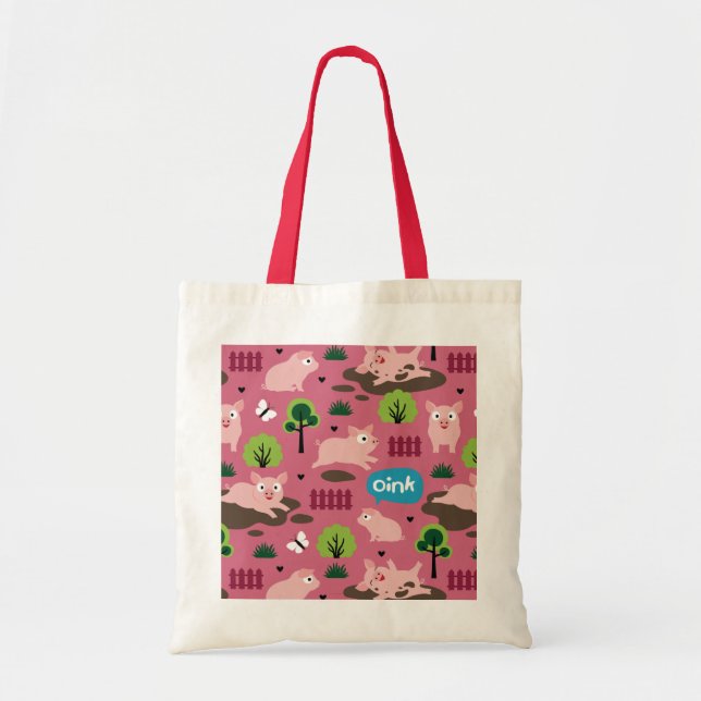 Happy Piglets In The Mud  Tote Bag (Front)