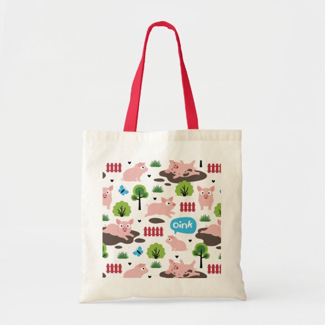 Happy Piglets In The Mud  Tote Bag (Front)