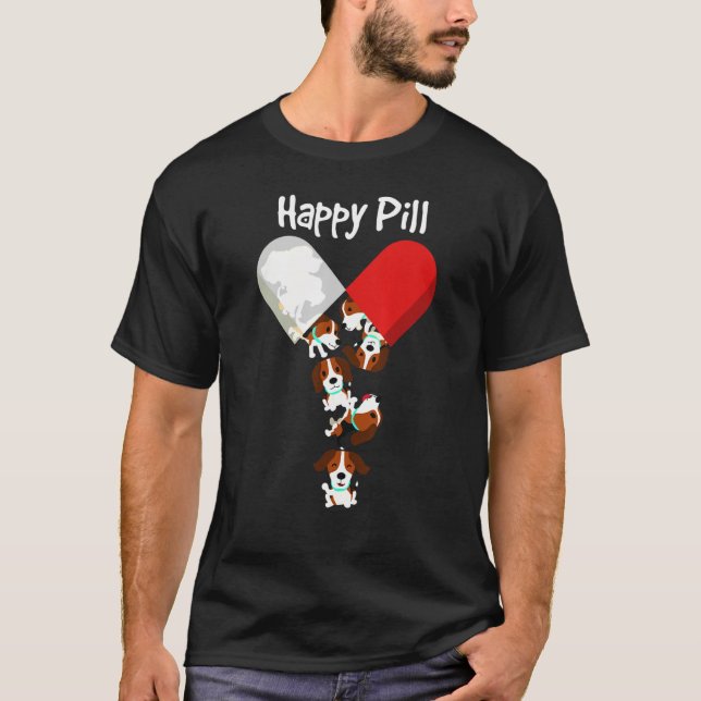 Happy Pill Beagle Mum Dad T-Shirt (Front)