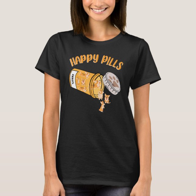 Happy Pills Corgis Dog T-Shirt (Front)