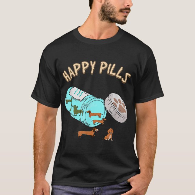 Happy Pills Dachshund, Dog Lover Gift T-Shirt (Front)