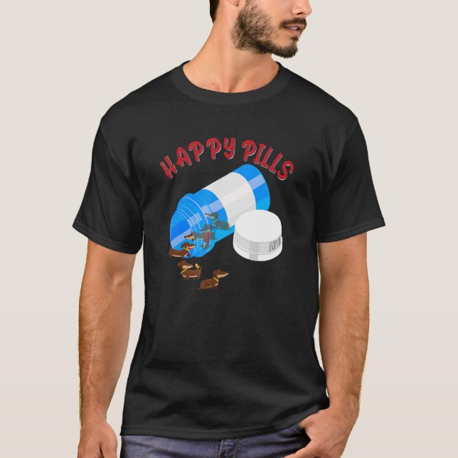 Happy Pills Dachshund  Dog T-Shirt (Front)