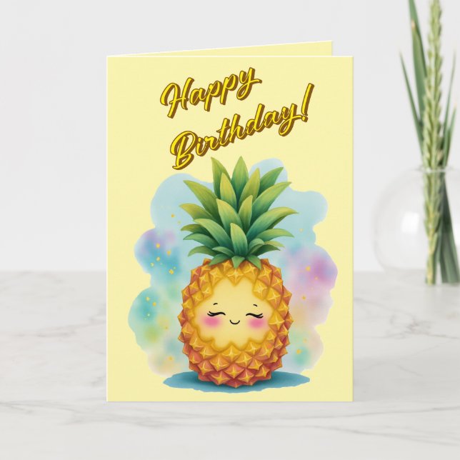 Happy Pineapple Birthday Card (Front)