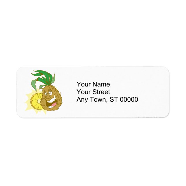 happy pineapple character dude return address label (Front)