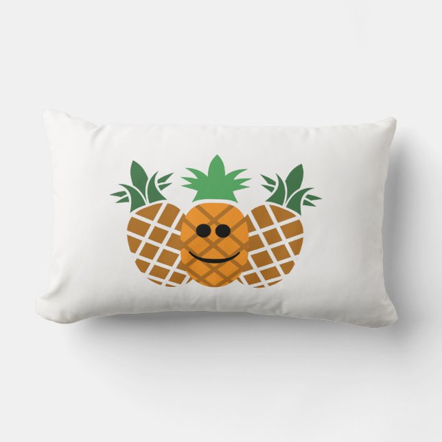 Happy Pineapple Design -Polyester Throw Pillow, Lu Lumbar Cushion (Front)