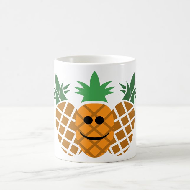Happy Pineapple Design - White 11 oz Classic Mug (Center)