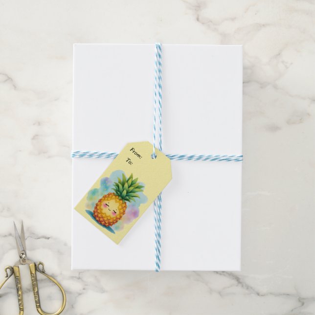 Happy Pineapple Gift Tag (With Twine)