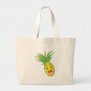 Happy Pineapple Large Tote Bag
