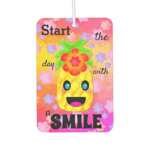 Happy Pineapple Smile Motivation Cute Car Air Freshener