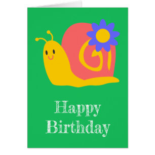 Happy pink and green snail