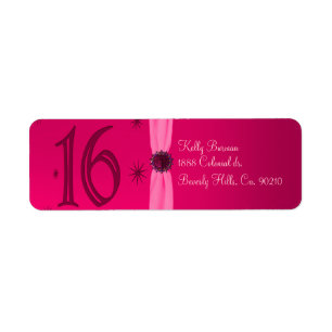 Happy Pink Birthday 16 Return Address Label