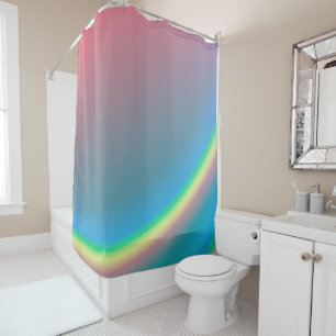 Happy Pink Blue and Rainbow Shower Curtain
