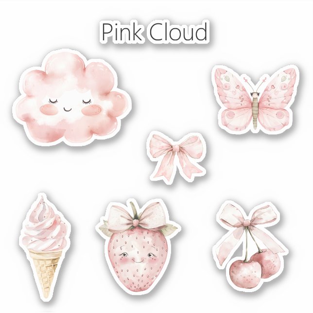 Happy Pink Cloud Eyelashes Butterfly Strawberry (Front)