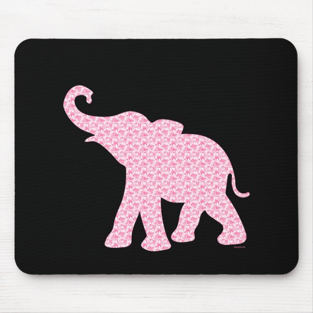 Happy Pink Elephant-Art Pattern Cute Mouse Pad (Front)