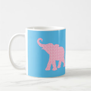 Happy Pink Elephant-Art Pattern Modern Coffee Mug