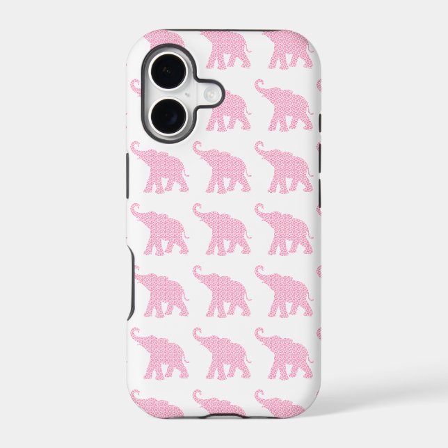 Happy Pink Elephant Art Pattern Unique Cute (Back)