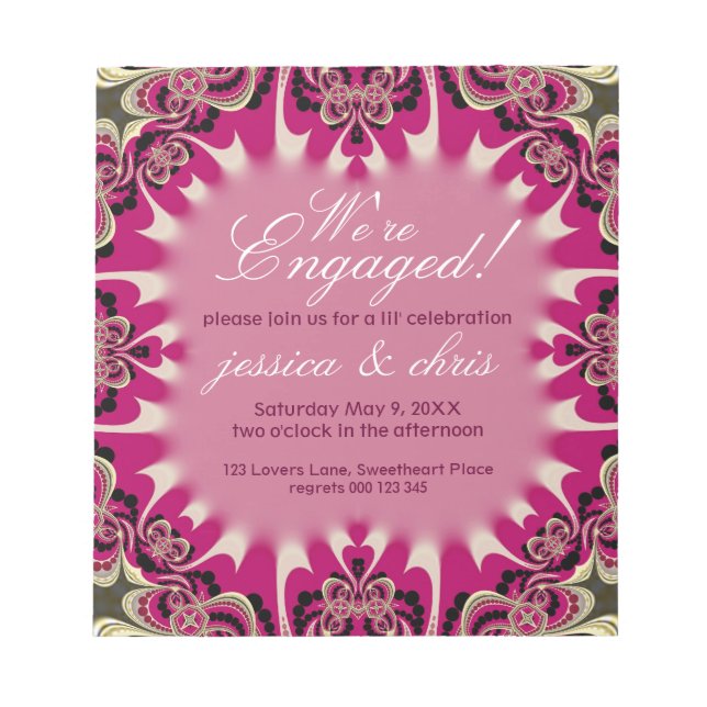 Happy Pink Engagement Budget Invitation notepad (Front)
