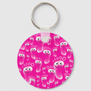 Happy Pink Feet Key Ring