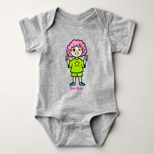 Happy Pink Hair Cartoon Character Baby Bodysuit