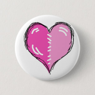 Happy Pink Heart 6 Cm Round Badge